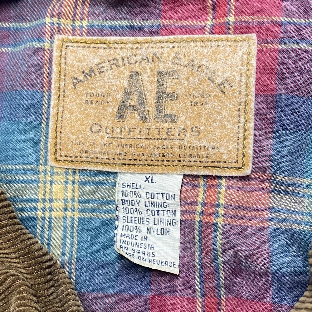 VTG American Eagle Jacket Mens XL Green Canvas Corduroy Collar‎ Lined Chore y2k - Picture 6 of 11